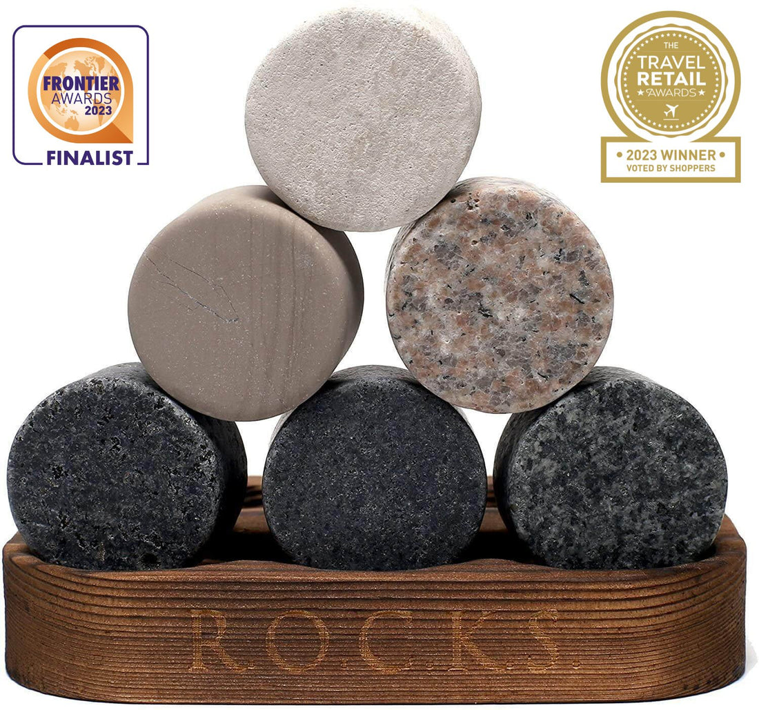 The Original ROCKS Whiskey Chilling Stones - Set of 6 Granite Stones - GlenGiftsuk