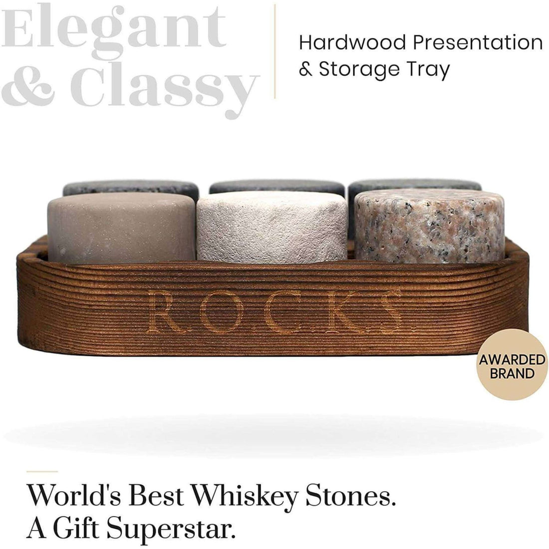 The Original ROCKS Whiskey Chilling Stones - Set of 6 Granite Stones - GlenGiftsuk