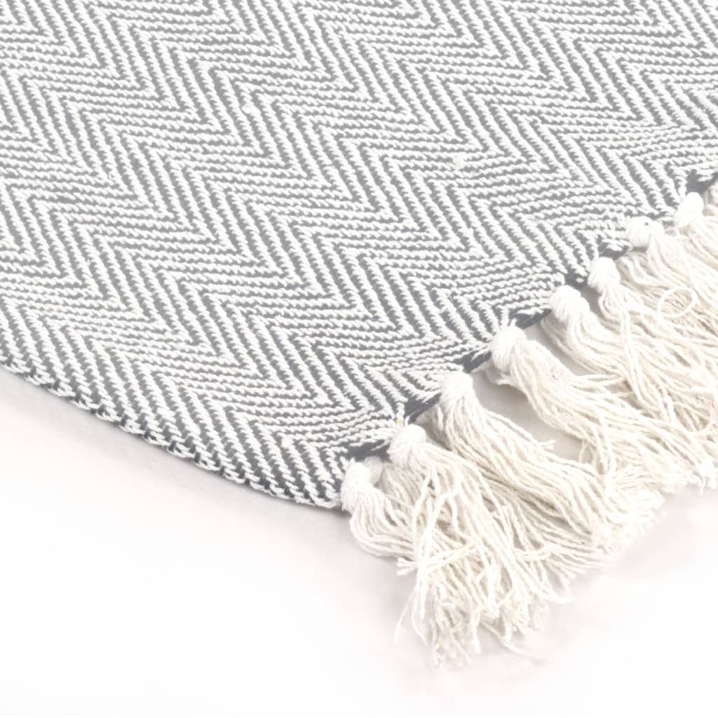 vidaXL Throw Cotton Herringbone 125x150 cm Grey - GlenGiftsuk