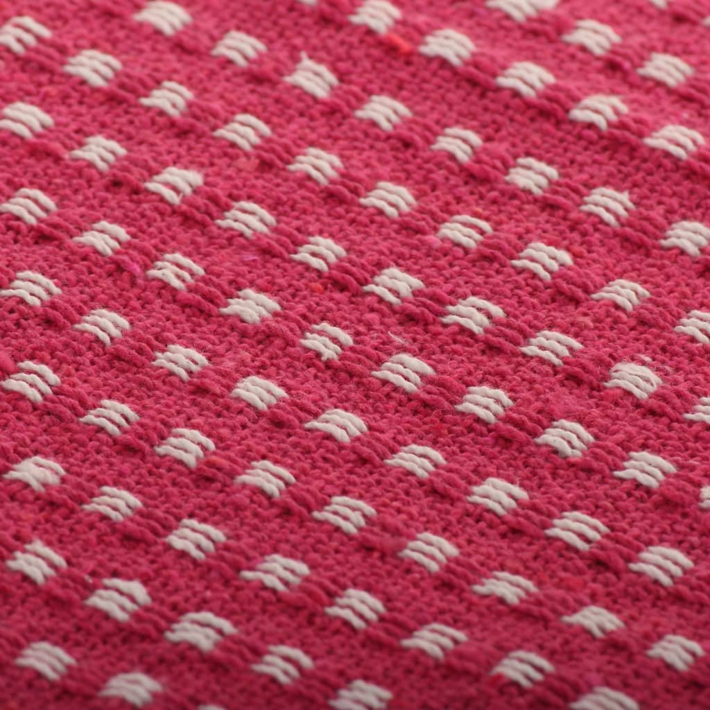 vidaXL Throw Cotton Squares 220x250 cm Pink - GlenGiftsuk