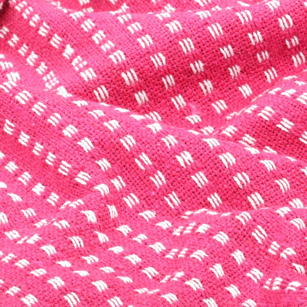 vidaXL Throw Cotton Squares 220x250 cm Pink - GlenGiftsuk