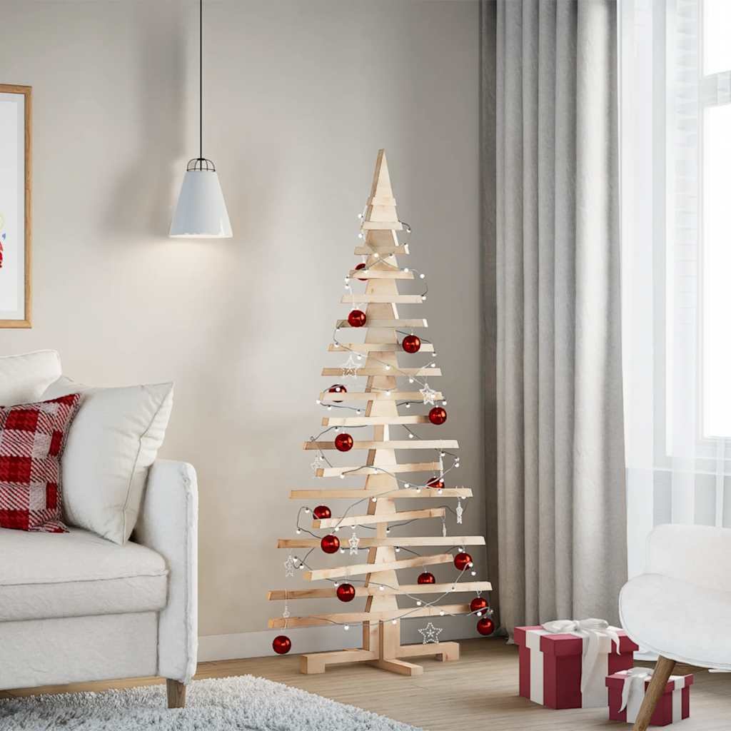 vidaXL Wooden Christmas Tree for Decoration 150 cm Solid Wood Pine - GlenGiftsuk