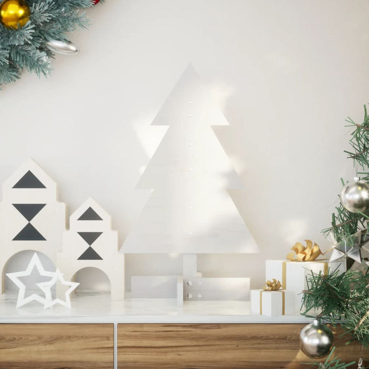 vidaXL Wooden Christmas Tree for Decoration White 60 cm Solid Wood Pine - GlenGiftsuk