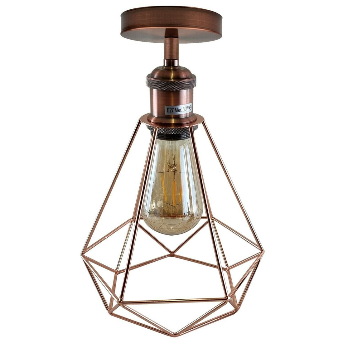 Vintage Retro Industrial Geometric Cage Ceiling Light Shade Flush Mount Light UK~3669 - GlenGiftsuk