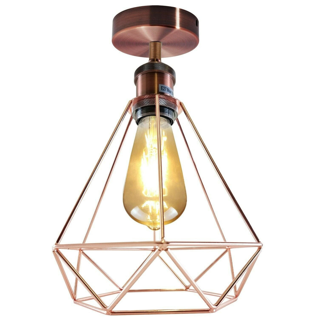 Vintage Retro Industrial Geometric Cage Ceiling Light Shade Flush Mount Light UK~3669 - GlenGiftsuk