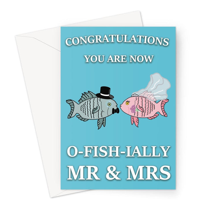 Wedding Congratulations Card - Mr & Mrs O - Fish - Ially - A5 Greeting Card - GlenGiftsuk