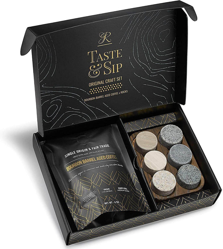 Whiskey Stones & Kentucky Bourbon Barrel Aged Coffee Tasting Gift Set - GlenGiftsuk