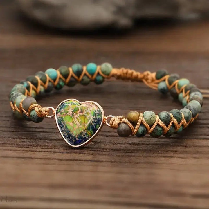 Wild Jasper Heart Charm Bracelet - GlenGiftsuk